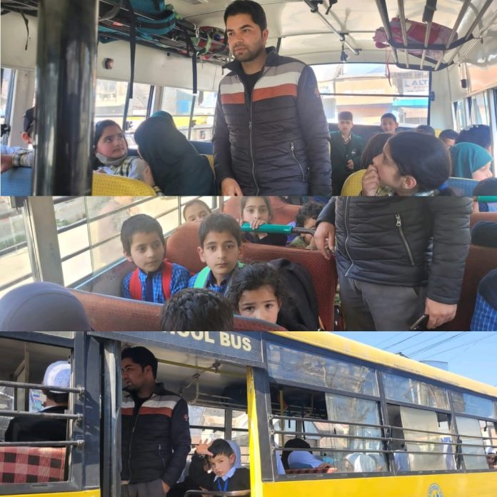 Bandipora Admin Inspects school buses for safety and other regulatory norms