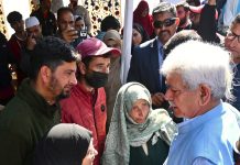 LG meets terror victim families at Dardpora, Kupwara; addresses NoKs of terror victims at Government Degree College, Kupwara