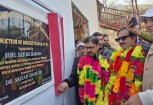 Satish Sharma lays foundation stones for Indoor Stadium, TSO Office Building at Uri