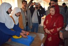 Sakeena Itoo visits GHSS Hawal Pulwama