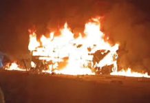 9 killed in Karnataka as bus catches fire after colliding with truck